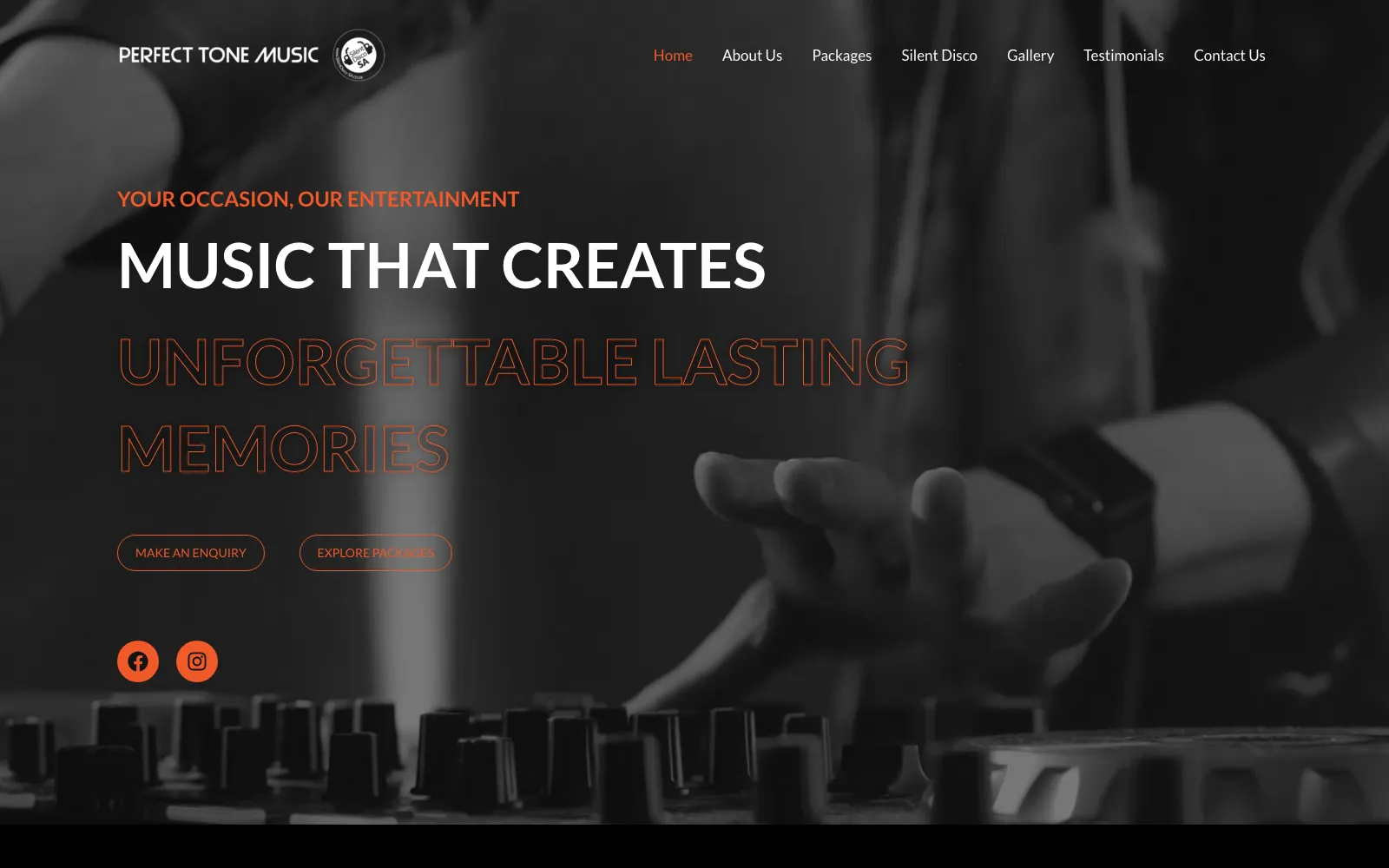 Perfect Tone Music homepage — your occasion, our entertainment